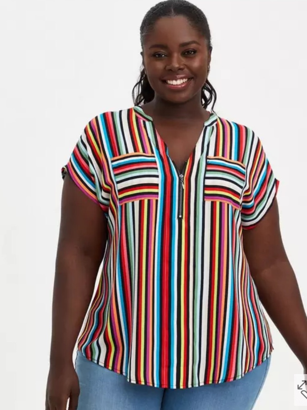 Torrid Georgette Zip-Front Dolman Blouse stripes size 2X multi